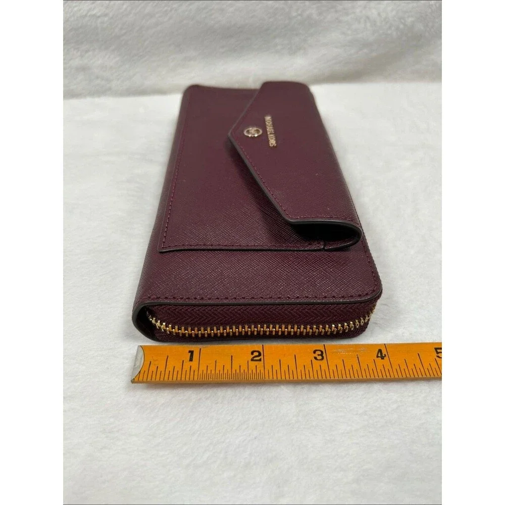 Michael Kors Jet Set Charm Burgundy Passport Zip-Around Wallet Travel